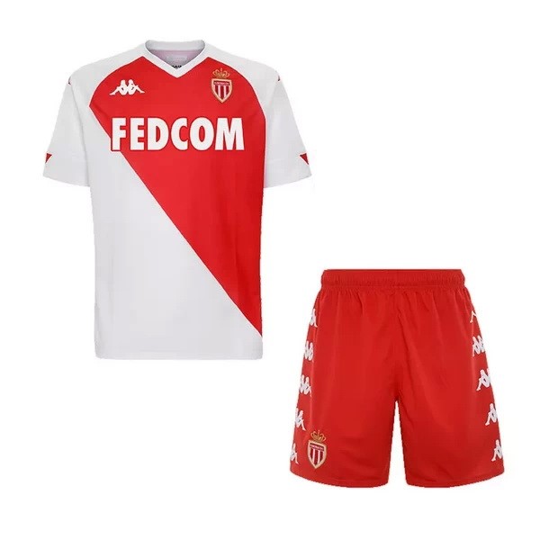Camiseta AS Monaco 1ª Kit Niños 2020 2021 Blanco Rojo